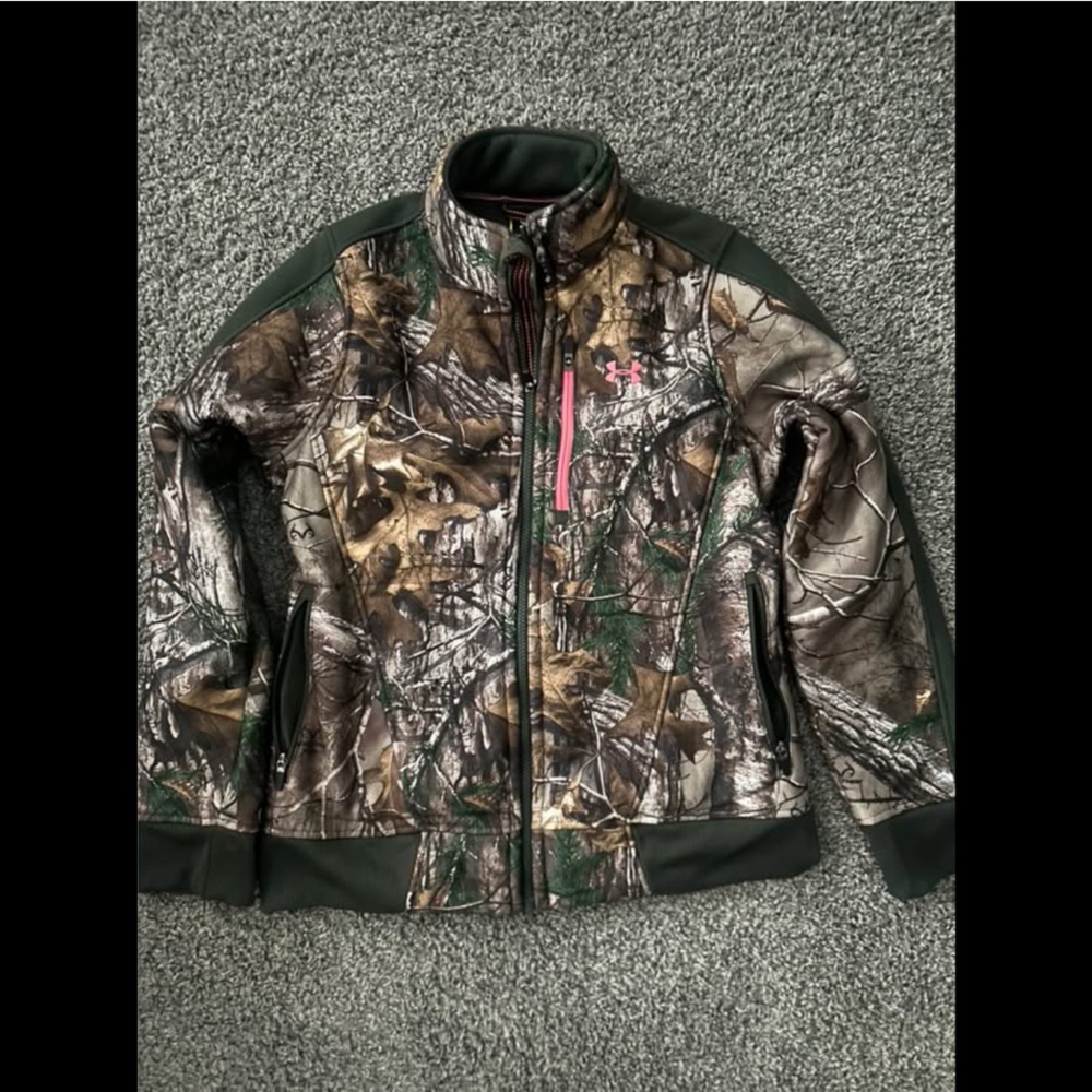 Under Armour hunting Jacket Coat large Womens Ayton Storm Fleece Realtree Camo